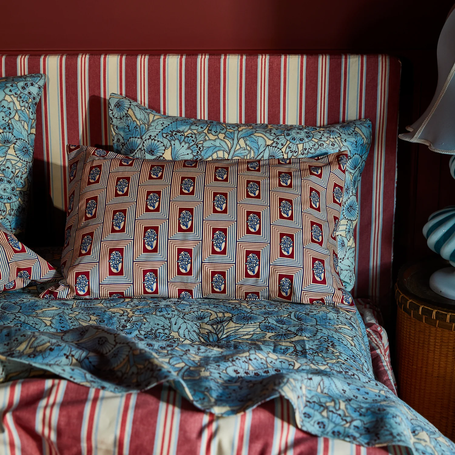 Antonella Cotton Pillowcase Set - Crimson - Image 2