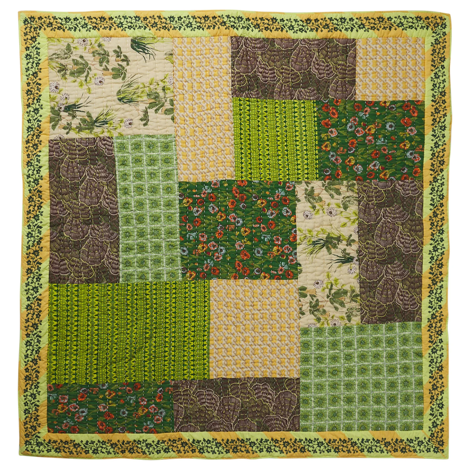 Clarice Patchwork Bedcover - Key Lime - Image 8