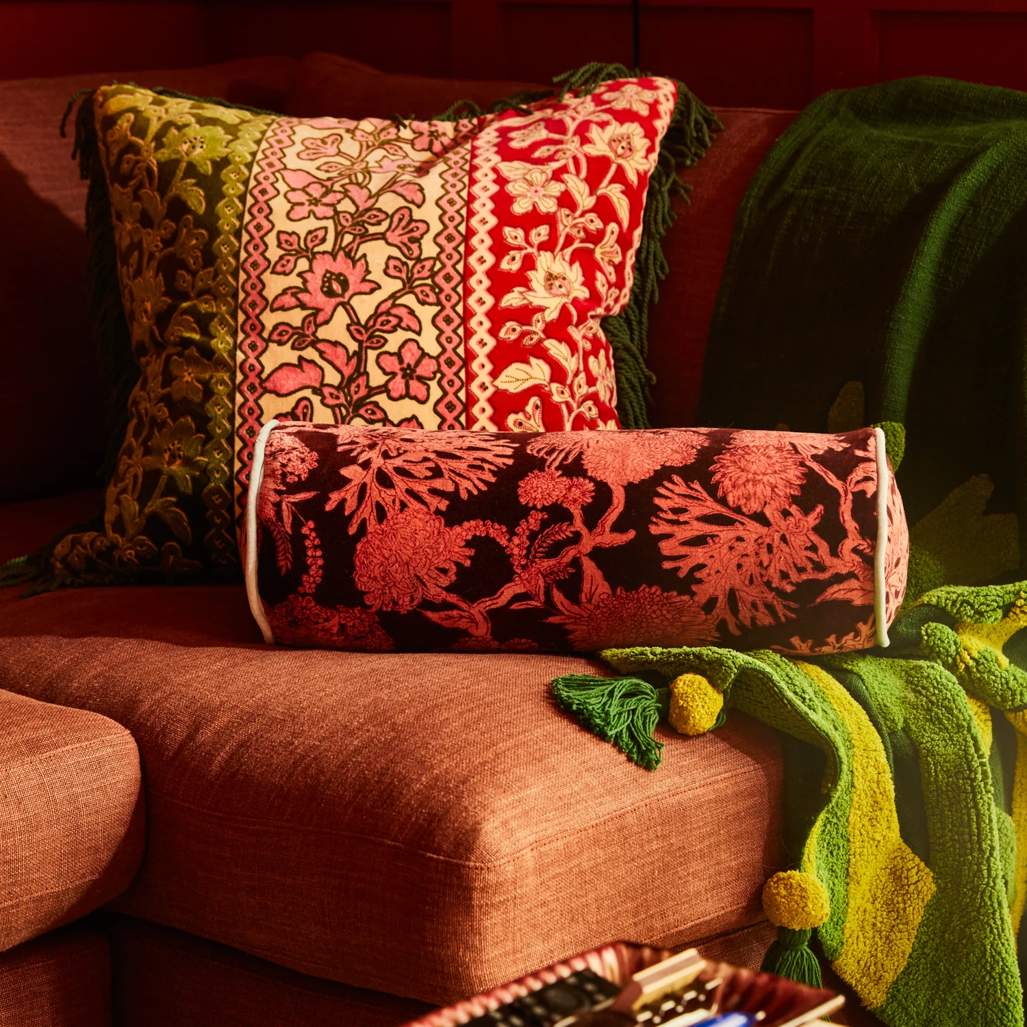 Delphine Velvet Bolster Cushion - Image 2