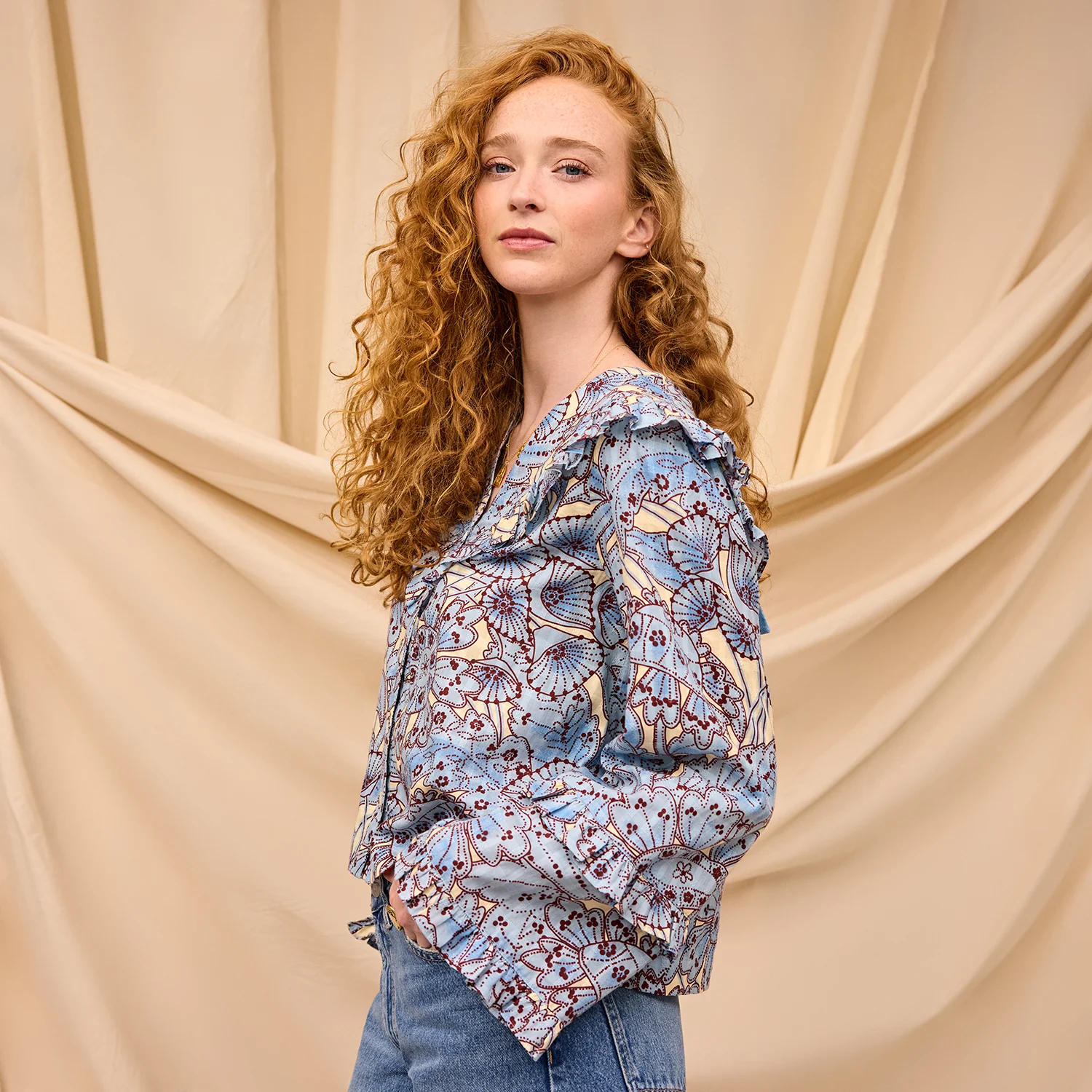 Lucia Frill Blouse - Cerulean - Image 3