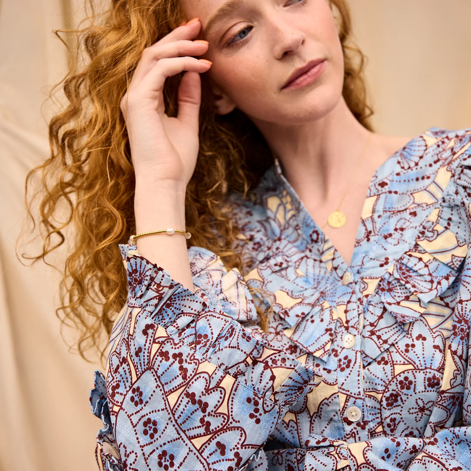 Lucia Frill Blouse - Cerulean - Image 6