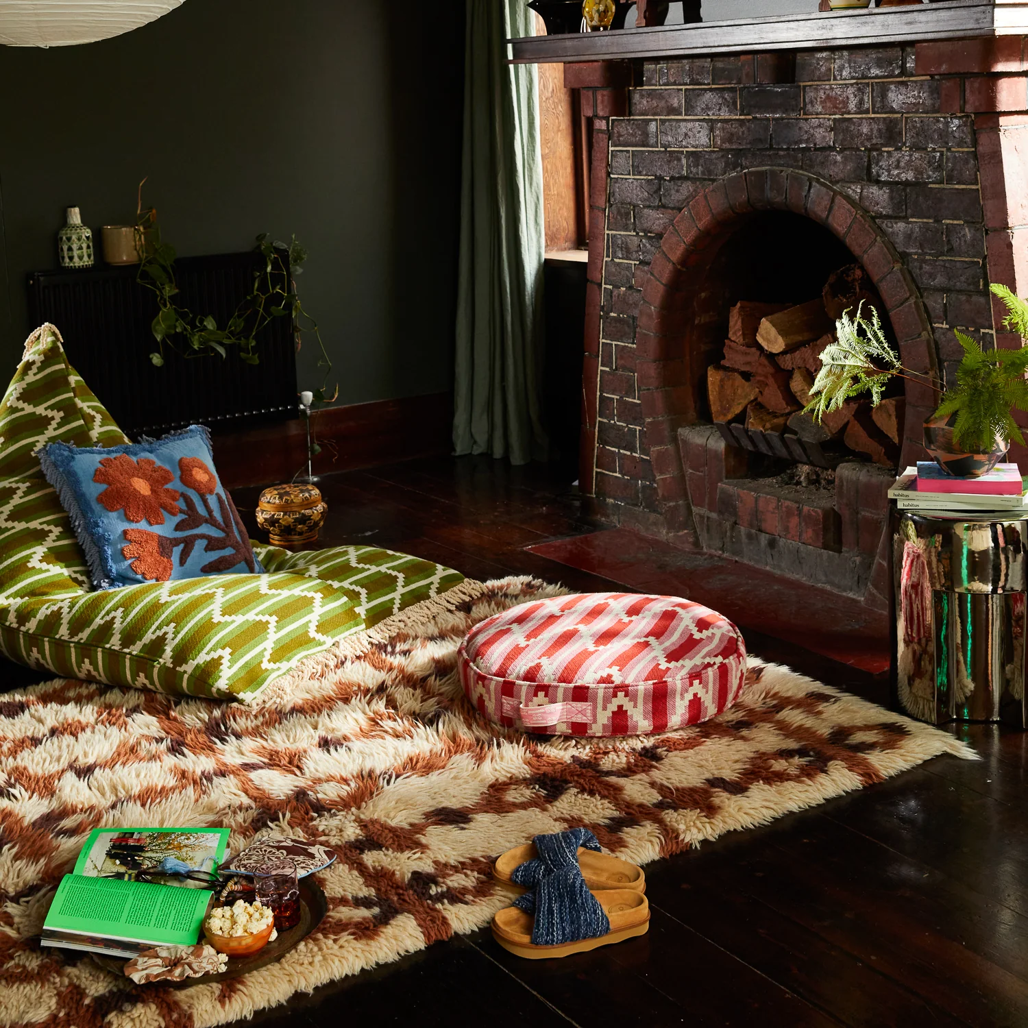 Nisha Round Floor Cushion - Chilli - Image 2