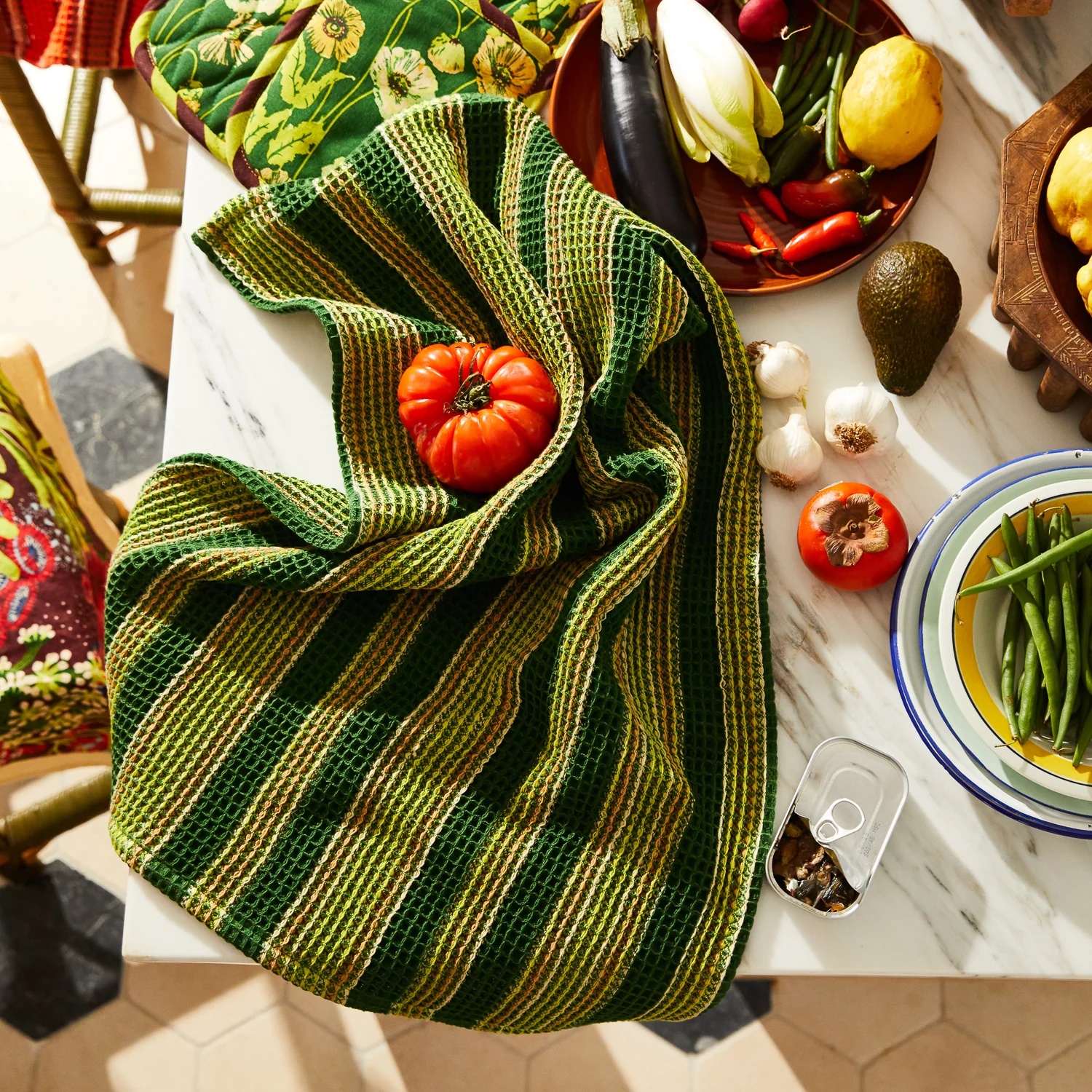 Selene Stripe Tea Towel - Anise - Image 2