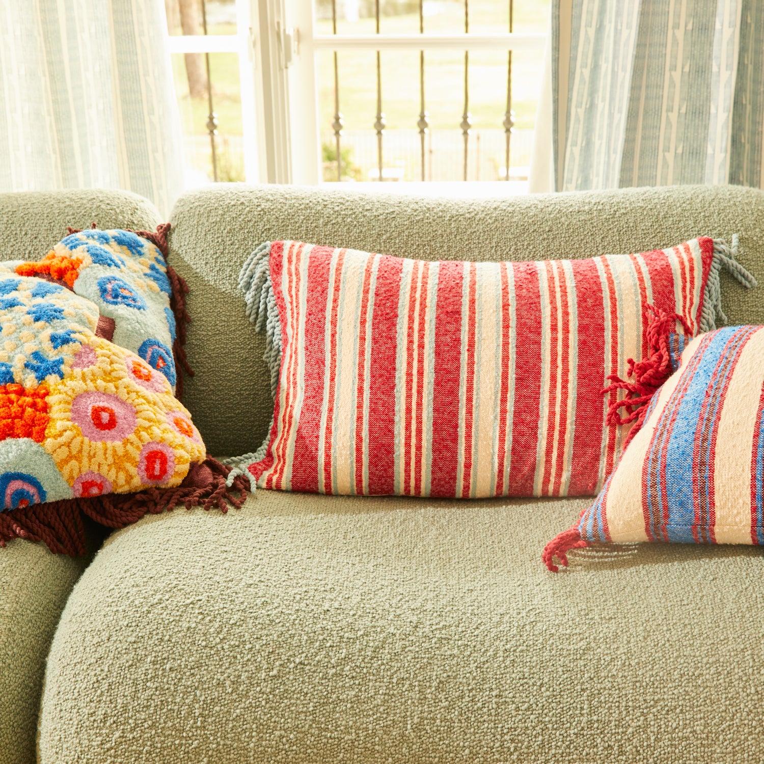 Selene Woven Cushion - Crimson - Image 7
